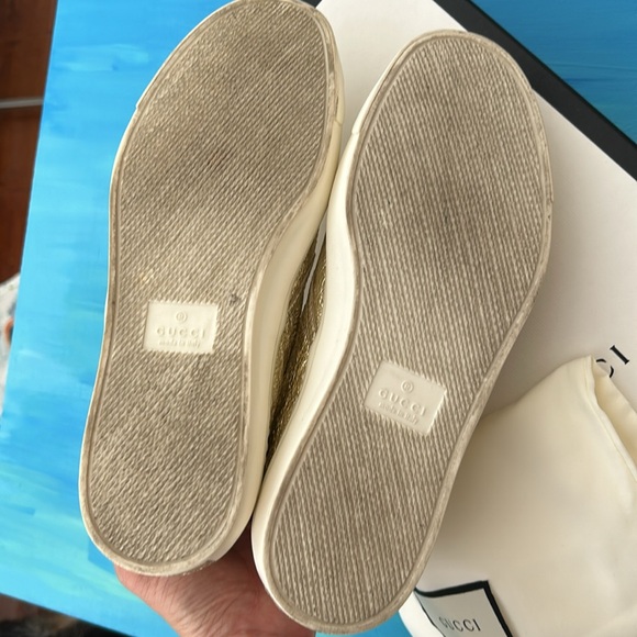 Authentic GUCCI Metallic Gold Foil Slip On Shoes Size 37 - Picture 7 of 7